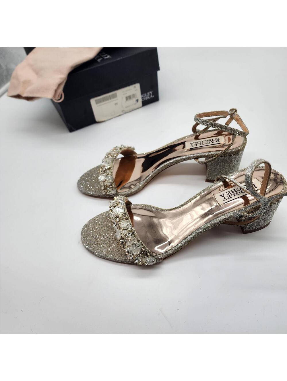 Badgley Mischka Tanessa Embellished Ankle Strap Heels 7.5 NIB - Picture 5 of 10